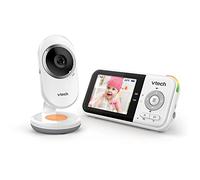 VTech Babyphone vidéo BM3254 – Écran 2,8" LCD, portée longue, veilleuse couleur, berceuses, blanc