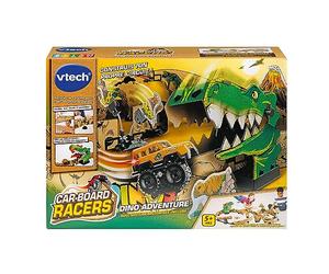 VTech - Car-Board Racers, Circuit Voitures Dino Adventure, Pistes de Course en Carton Recy xtensibles à l’Infini avec Voiture Tout-Terrain Motorisée, Cadeau Enfant Dès 5 Ans - Contenu en Français