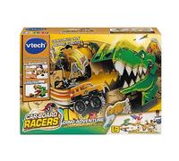 VTech - Car-Board Racers, Circuit Voitures Dino Adventure, Pistes de Course en Carton Recyclé* Extensibles à l’Infini avec Voiture Tout-Terrain Motorisée, Cadeau Enfant Dès 5 Ans - Contenu en Français