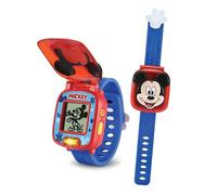 VTech - Disney Junior, La Montre-Jeu Interactive de Mickey, Montre Enfant à Clapet avec Écran Animé, Bracelet Souple, 8 Cadrans, 4 Jeux Éducatifs, Cadeau Enfant de 3 Ans à 7 Ans - Contenu en Français