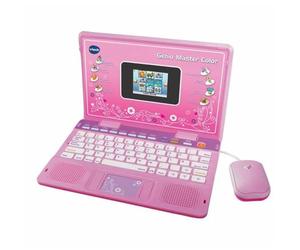 VTech Genio Master Color Bilingue, Ordinateur Portable pour Enfants, écran Couleur, enseigne Le vocabulaire, Les mathématiques, Les Sciences à Travers 180 activités en Espagnol et en Anglais, Rose