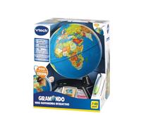 VTech Giramondo Carte de monde interactive, carte du monde pour enfants avec stylo tactile et écran 2,7", y compris 600 vidéos BBC, jeux éducatifs et quiz, langue italienne, batteries incluses, 7-99