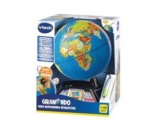 VTech Giramondo Carte de monde interactive, carte du monde pour enfants avec stylo tactile et écran 2,7", y compris 600 vidéos BBC, jeux éducatifs et quiz, langue italienne, batteries incluses, 7-99