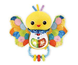 VTech - Hochet Piou-Piou Éveil des Sens, Hochet Bébé Interactif et Musical, Jouet Sensoriel, Oiseau en Peluche Lavable en Machine, Cadeau de Naissance Bébé Dès 3 Mois - Contenu en Français