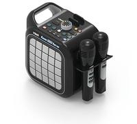 VTech - Karaoké Light Party Duo Silver Edition, Haut-parleur puissant, karaoké portable avec Bluetooth, 40 W, comprend 2 microphones sans fil, fonction suppression de la voix, panneau tactile, poignée