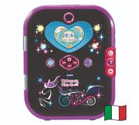 VTech KidiSecrets Selfie Music 2.0 Black Version, Journal Secret interactif pour Enfants avec Double caméra et MP3, Journal électronique avec Clavier, Langue Italienne, Piles incluses, 6 Ans