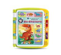 VTech - Le Grand Livre Interactif des Dinosaures, Imagier Sonore, Livre Tactile Enfant, Dinosaure Jouet Éducatif, 14 Pages Illustrées et Interactives, Cadeau Enfant Dès 3 Ans - Contenu en Français