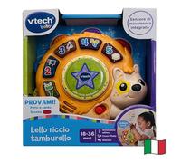 VTech Lello Riccio Tamburello, jeu musical interactif pour enfants avec mode d'apprentissage et de danse, tambour pour enfants avec 50 phrases et chansons, langue italienne, piles incluses, 18-36 mois