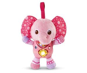 VTech - Lumi Chant'Éléphanteau, Peluche Éléphant Interactive, Hochet Bébé, Éveil Musical, Jouet Poussette, Siège Auto et Parc Bébé, Cadeau de Naissance Bébé Dès 3 Mois - Contenu en Français Rose