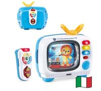 VTech Ma Première Smart TV, Télévision Interactive pour Enfants, Télécommande Interactive Inclus, 10 Canaux, 5 Canaux Bilingues Italien et Anglais, Arrêt Automatique, Batteries incluses, 12-36 Mois