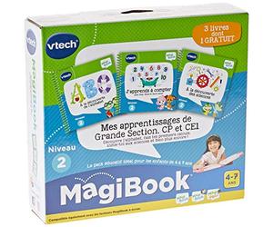 VTech - MagiBook, Pack 3 Livres Éducatifs Niveau 2 Mes Apprentissages de Grande Section, CP et CE1, Pages Illustrées et Interactives, Cadeau Garçon et Fille de 4 Ans à 7 Ans - Contenu en Français