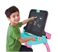 VTech - Magi Bureau Interactif et Musical 6 en 1 - Bureau Enfant Rose avec Tabouret - Table de Jeux Éducative, Chevalet à Dessin et Tableau Noir à Craie - Cadeau Enfant Dès 3 Ans - Contenu en Français