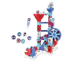 VTech - Marble Rush Spidey Challenge, Circuit de Billes interactif et Jouet de Construction, 65 pièces, 6 Billes personnalisées, Cadeau pour Enfants à partir de 4 Ans, Contenu en Espagnol
