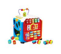 VTech - Maxi Cube Multi-Activités, Cube d’Activités Bébé, Jouet d'Éveil et de Motricité, Jeux Éducatifs, Trieur de Formes, Blocs Lettres Interactifs, Cadeau Bébé Dès 9 Mois - Contenu en Français