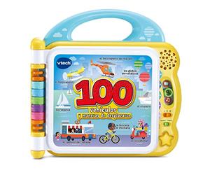 VTech - Mes 100 Premiers Mots bilingues véhicules et manières de se déplacer, Livre éducatif Espagnol-Anglais pour Enfants à partir de 1,5 Ans, Version ESP