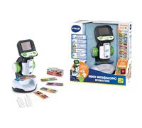 VTech Microscope vidéo interactif, Microscope numérique pour Enfants avec vidéo Originale BBC, écran 2,4", Zoom 200x, 9 Lames illustrées, Fente microSD, Langue Italienne, Batteries incluses, 7-99 Ans