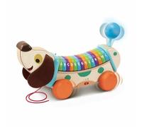 VTech - Mon Chien ABC Interactif, Jouet à Tirer Musical, Chien Interactif Partiellement en Bois, Jeu d'Éveil Alphabet Rigolo, Cadeau Bébé Garçon et Fille Dès 1 an - Contenu en Français