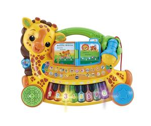 VTech - Mon Piano Girafe Jungle Rock, Instrument de Musique Bébé, Clavier Piano Enfant Parlant et Interactif avec Micro Karaoké, Cadeau Enfant Dès 18 Mois - Contenu en Français