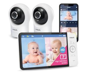 VTech Moniteur vidéo intelligent pour bébé avec Wi-Fi, 2 caméras et écran HD couleur de 7", caméra FHD 1080p, application gratuite, berceuses, sons apaisants, conversation bidirectionnelle: RM7764-2HD