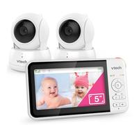 VTech Moniteur vidéo pour bébé avec 2 caméras et écran LCD Couleur de 5", Jusqu’à 17 Heures de Streaming vidéo et 31 Heures en Mode Audio Seul, Vision Nocturne, panoramique-Inclinaison-Zoom: VM924-2