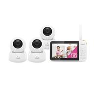 VTech Moniteur vidéo pour bébé avec 3 caméras, écran LCD de 5", jusqu'à 17 Heures de vidéo et 31 Heures d'autonomie, Vision Nocturne, portée de 304,8 m, Zoom panoramique, berceuses, Sons apaisants