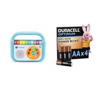 VTech - Music'Kid Bleu, Baladeur Musical Enfant, Enceinte Bluetooth Lumineuse avec Comptines, Chansons Éducatives et Relaxantes + Piles: Duracell Optimum Pack of 4 x AA