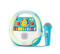 VTech - Music'Kid Karaoké Bleu - Enceinte Bluetooth Lumineuse Enfant - Baladeur Musical avec Micro Karaoké, Comptines et Chansons, Enregistreur Vocal - Cadeau Enfant Dès 2 Ans - Contenu en Français