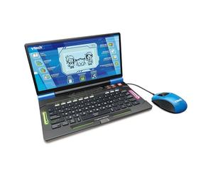 Vtech Ordinateur Portable Explorer Pro Bleu I Ordinateur Portable d'étude avec 164 Jeux I bilingue Allemand Anglais I 8 catégories pour étudier, Lire, Compter, Apprendre, Musique, logique, écran LCD