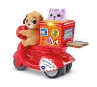 VTech - Press & Go Scooter Rapido - Petit Scooter Qui Roule Tout Seul - Livreur de Pizza Enfant - Motricité Bébé, Jouet d'Éveil - Cadeau Bébé Dès 1 an - Contenu en Français