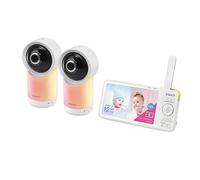 VTech RM5766-2HD RM57662HD Smart Wi-FI 1080p 2 caméras 360°-Pan-and-Tilt Vidéo Moniteur de bébé avec 5 Pouces Visualisation, lumière Nocturne et accès à Distance, Blanc