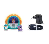 VTech - Story'Clock Bleu Ma Conteuse-Réveil, Dès 3 Ans - Contenu en Français + Adaptateur Secteur Chargeur USB-C