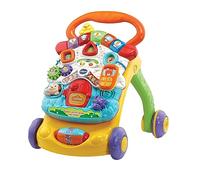 VTech Super premiers pas parlant 2 en 1 - orange, premiers pas pour enfants avec capteur de mouvement et système de freinage, poignée, jeu enfant avec animaux et numéros, piles incluses, 9-36 mois