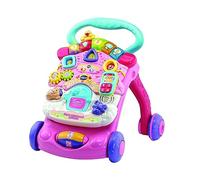 VTech Super premiers pas parlant 2 en 1 - Rose, premiers pas pour enfants avec capteur de mouvement et système de freinage, poignée, jeu enfant avec animaux et numéros, piles incluses, 9-36 mois