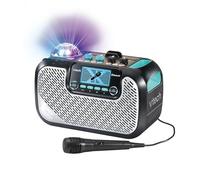 VTech - Super Sound Karaoké, Haut-Parleur karaoké Portable avec Microphone, Boule Disco éclairée rotative, Bluetooth, entrée Casque, Cadeau pour Enfants à partir de 14 Ans, Contenu en Espagnol