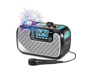 VTech - SuperSound Karaoke, Enceinte Karaoké Enfant avec Micro, Boule Disco Lumineuse Rotative, Bluetooth, Prise Jack pour Casque, Apprentissage du Chant, Cadeau Enfant Dès 5 Ans - Contenu en Français
