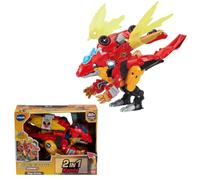 Vtech Switch & Go - Combo Mega Dragon - Jouet 2 en 1 T-Rex & Voiture de Course, se transforme en méga Dragon, interactif avec lumière, Son et Plus de 60 Phrases, à partir de 3 Ans