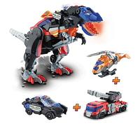 VTech Switch&Go Dinos 4 en 1 Mega T-Rex SOS Super Dinosaure combiné de Trois véhicules d'urgence, Dinosaures et Figurines d'action Jouet pour Enfants à partir de 3 Ans, Version ESP