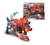 VTech - Switch&Go Dinos, Salvador Triceratops Camion de Pompiers, Comprend Moto de Sauvetage, Canon à Eau, Jouet Transformable 2en1 Dino-Car, pour Les Enfants +3 Ans, Exclusif sur Amazon, Version ESP