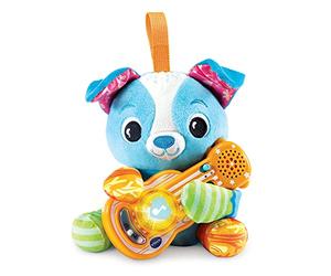 VTech - Tango, P'tit Chien Musicien, Peluche Chiot Bébé avec Guitare Interactive, Éveil Musical, Jouet Poussette, Siège Auto et Parc Bébé, Cadeau de Naissance Dès 3 Mois - Contenu en Français