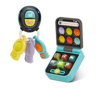 VTech - Téléphone et Clés Magi'Pop, Coffret Bébé Duo, Téléphone Flip Jouet Interactif et Hochet Clefs avec Bip Voiture et Jouet de Dentition Ourson, Cadeau Bébé Dès 6 Mois - Contenu en Français