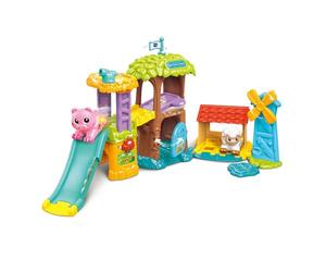 VTech - Tut Tut Animo Bisous Super Maison Toboggan - Ferme Jouet Enfant avec Violette, la Vache Pipelette - Jouet Musical et Sonore - Cadeau Enfant de 1 an à 5 Ans - Contenu en Français