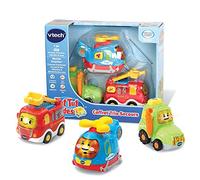 VTech - Tut Tut Bolides, Coffret Trio Secours, 3 Voitures Interactives, Camion de Pompiers, Tracteur et Hélicoptère, Jouet Musical et Sonore, Cadeau Enfant de 1 an à 5 Ans - Contenu en Français
