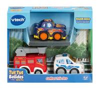 VTech - Tut Tut Bolides Série Pro, Coffret Trio Pro, 3 Voitures Enfant, Police, Camion de Pompiers et Voiture de Course, Jouet Musical et Sonore, Cadeau Enfant de 2 Ans à 6 Ans - Contenu en Français