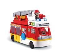 VTech - Tut Tut Copains - Super Camion Caserne de Pompiers, échelle, Camion, hélicoptère - 1/5 Ans- Version FR