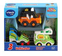 VTech TutTut Bolides Pack de 3 Voitures avec Bouton Surprise, Susana la Caravane, Risque Tout-Terrain et Andrés Le Quad, Multicolore, Version ESP