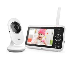 VTech VM350 Babyphone Vidéo avec Caméra, Babyphone Vidéo 5 Pouces avec Écran LCD Couleur, Fonction de Vision Nocturne, Fonction Interphone, Berceuses et Sons