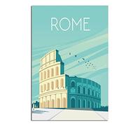 VTGCLT Affiche de voyage vintage Italie - Impression sur toile représentant un amphitème du Colisée de Rome - Décoration murale pour chambre à coucher, bureau - 20 x 30 cm