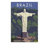 VTGCLT Impression sur toile vintage représentant le Brésil Rio de Janeiro - Sculpture commémorative du Christ Rédempteur - Décoration murale pour chambre à coucher, bureau - 20 x 30 cm