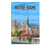 VTGCLT Poster de voyage vintage France Notre Dame de Paris Église Arbre Oiseau Château Impression sur toile Décoration murale pour chambre à coucher ou bureau 30 x 45 cm