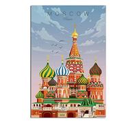VTGCLT Russie Moscou Affiche de voyage vintage sur toile Motif église de Blareno 20 x 30 cm